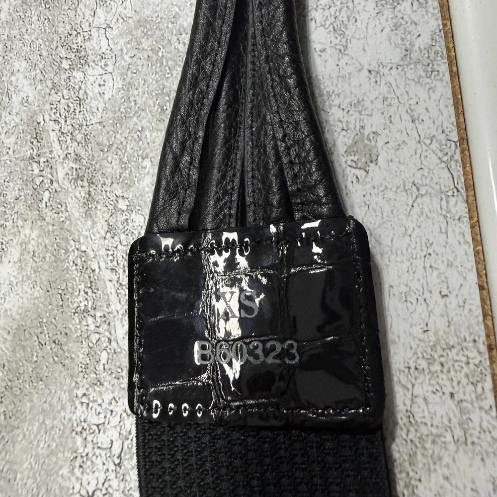 Brighton Belt Womens XS Black Stretch Leather Elastic Double Ring Buckle B60323